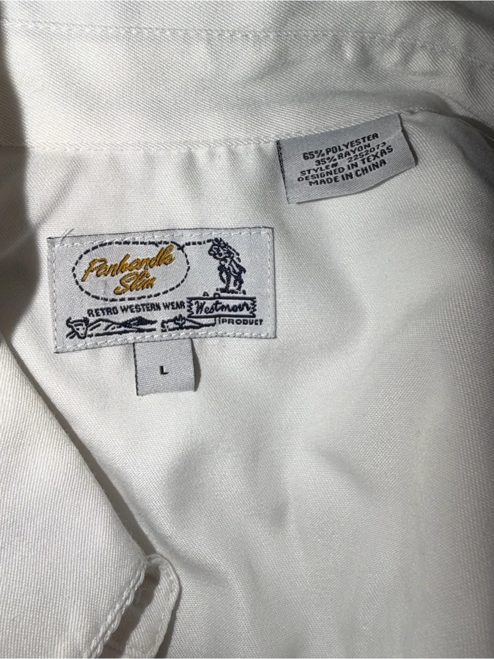 Vintage Panhandle Slim White Floral Embroidered Pearl Snap Shirt - Picture 4 of 15